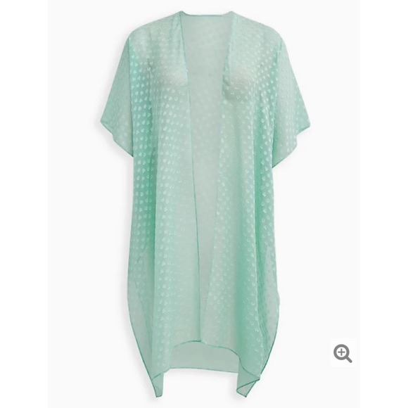 NWT TORRID Mint Clip Dot Shark Bite Kimono - Picture 5 of 8